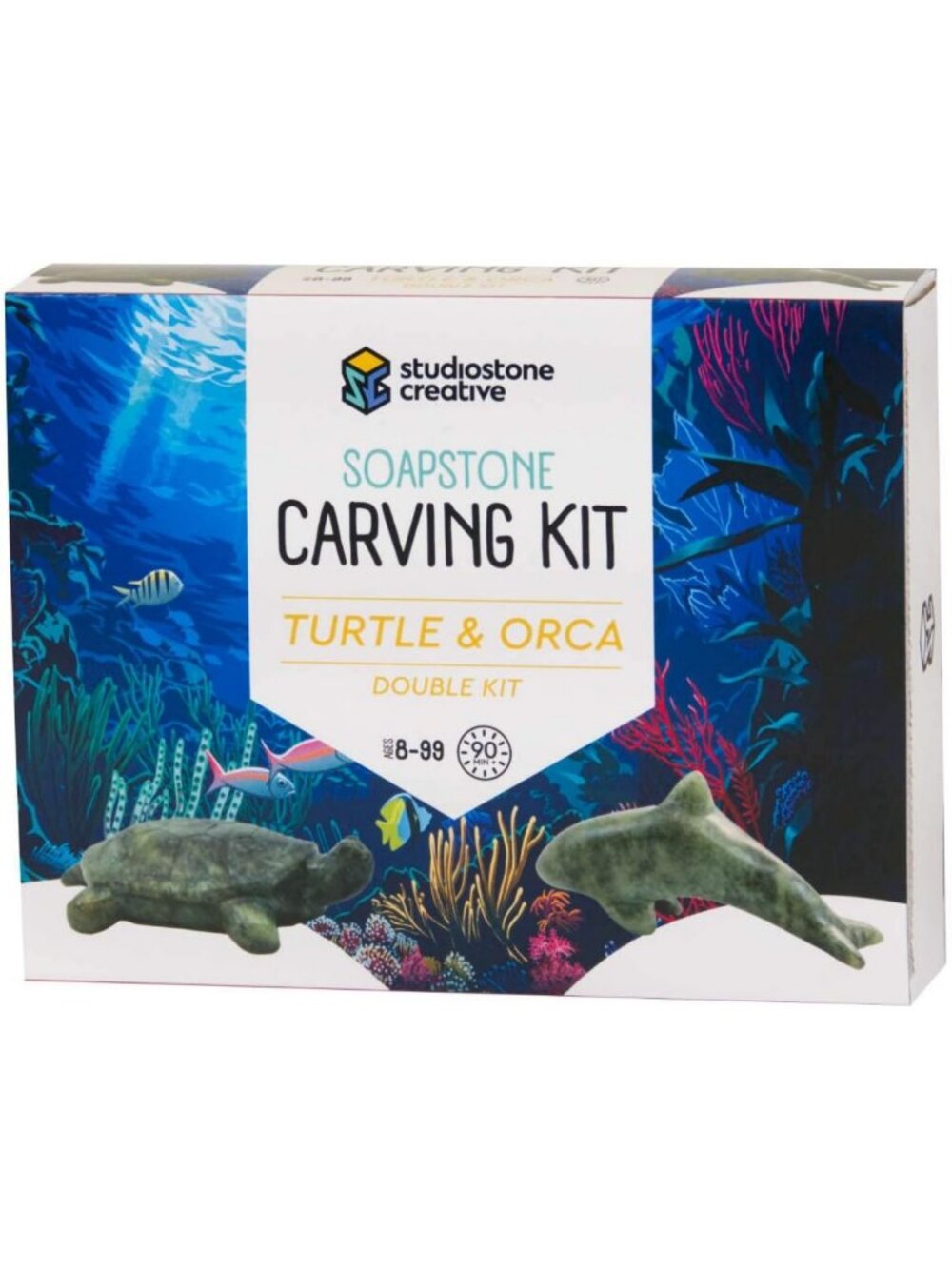 DIY Soapstone Carving Kit for Kids & Adults - Turtle & Orca Sculpture Crafts